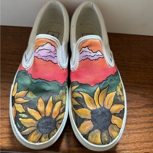 Vans white hand painted